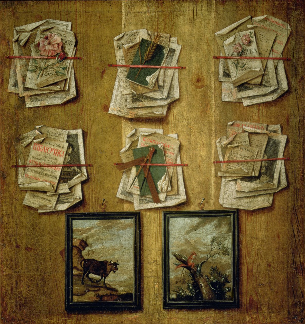 Kitap Sayfaları ve Resimlerle Natürmort, 1783 by Russian School