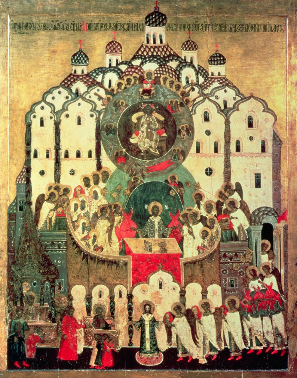 Melekler Meclisi (panelde tempera) by Russian School