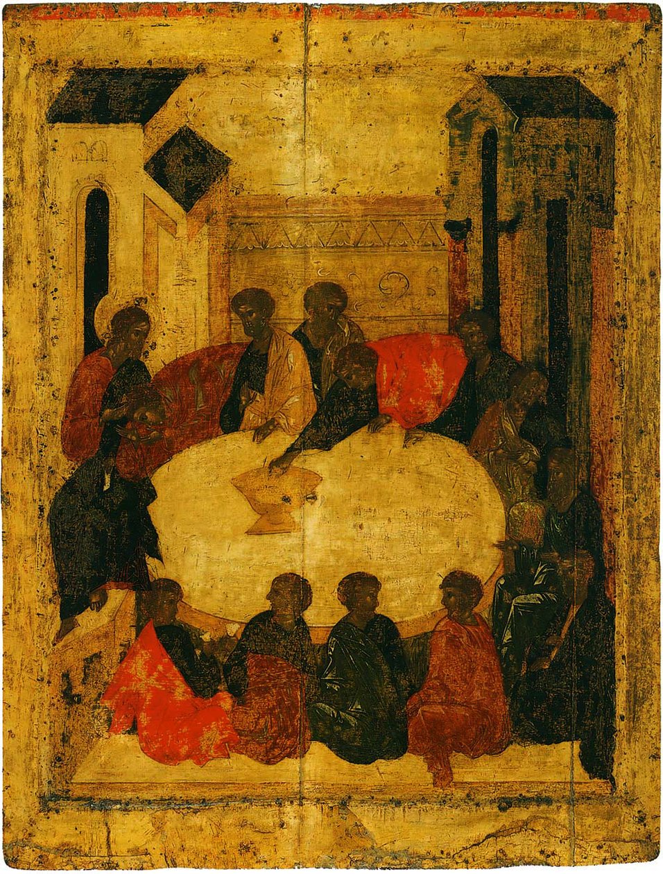 Son Akşam Yemeği (panelde tempera ve altın varak) by Russian School