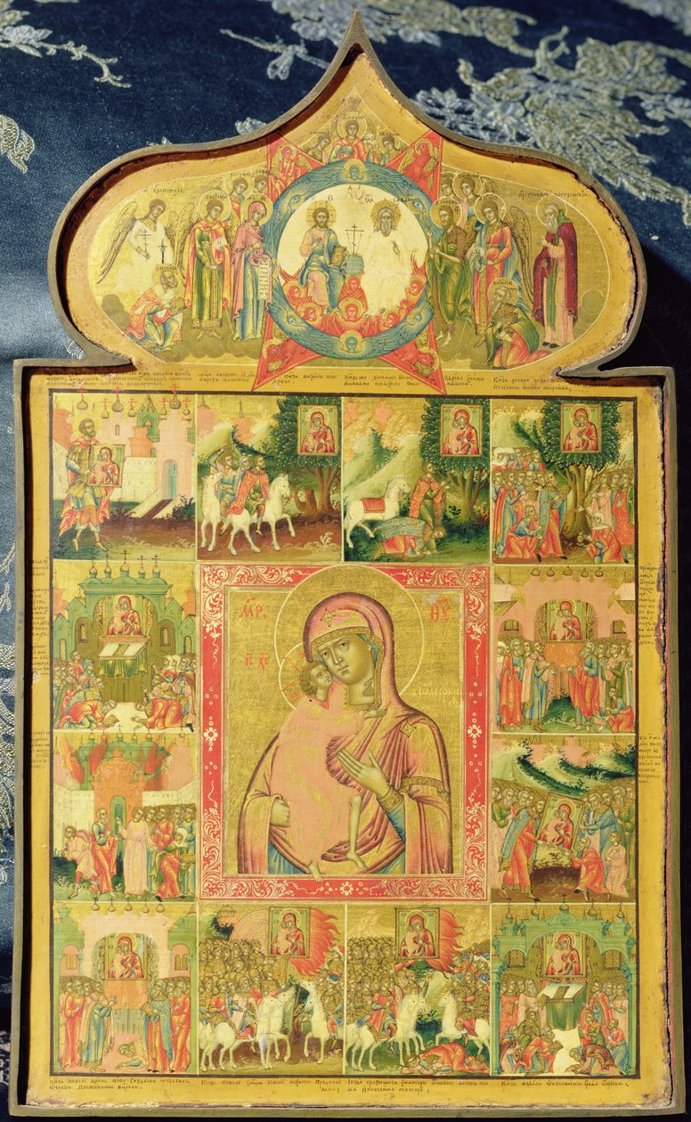 Theodore Bakiresi, mucizelerle Stratilates, 1759 (ahşap üzerine yumurta tempera) by Russian School
