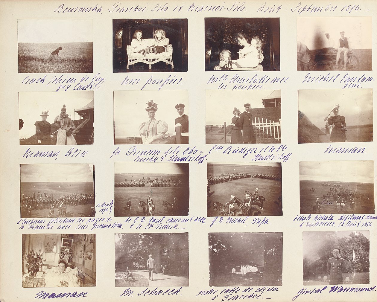 Rus İmparatorluk Ailesi, bir fotoğraf albümünden sayfa, c.1897-99 (s/b fotoğraf) (ayrıca bkz. 487673-80) by Russian Photographer