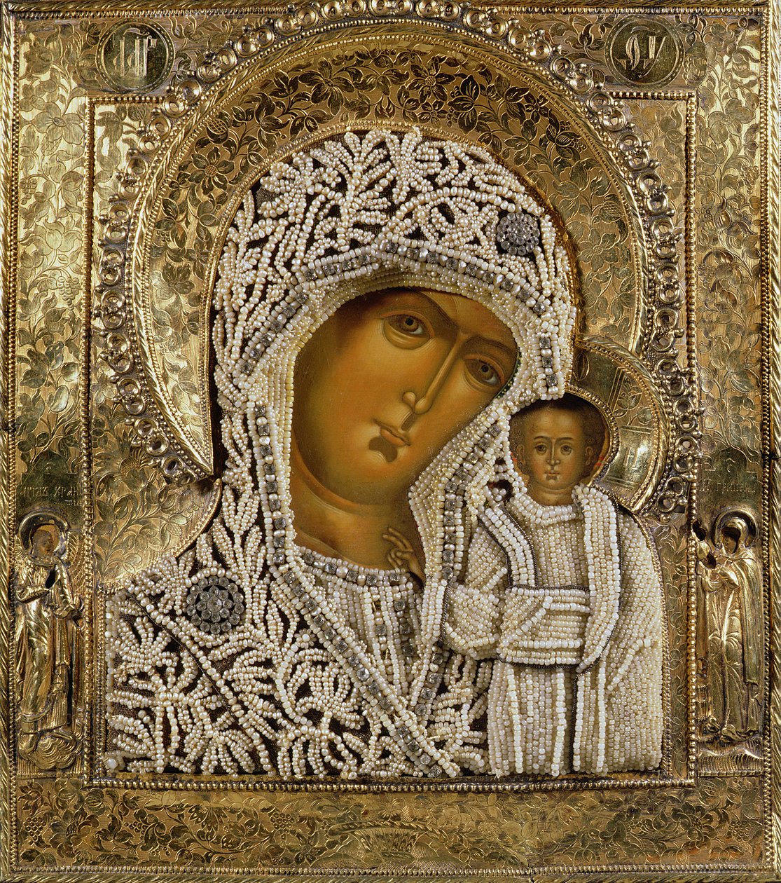Detail of an icon showing the Virgin of Kazan by Yegor Petrov, Moscow, 1788 by Russian School