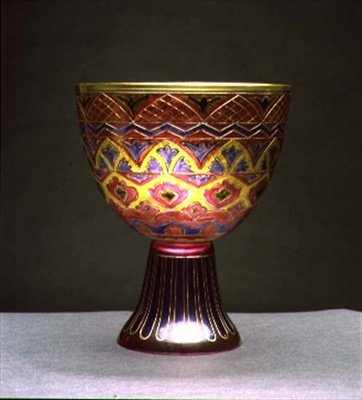 Basit geometrik tasarımlı emaye kase, muhtemelen taşra, 1880 (emaye) by Russian School