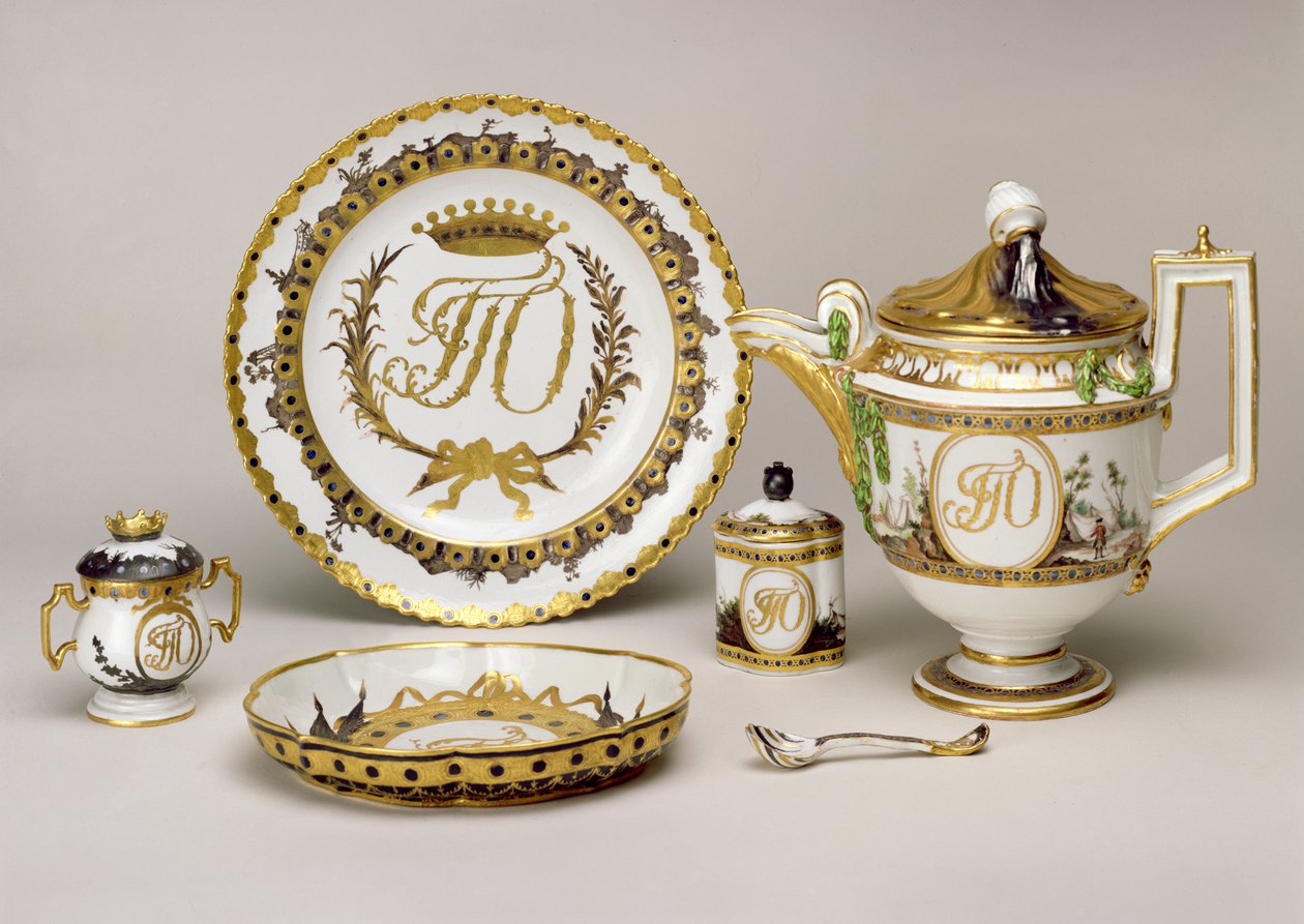İmparatorluk Porselen Fabrikasından Orlov Çay servisi, St Petersburg, c.1765 (porselen) (ayrıca bkz. 74497) by Russian School