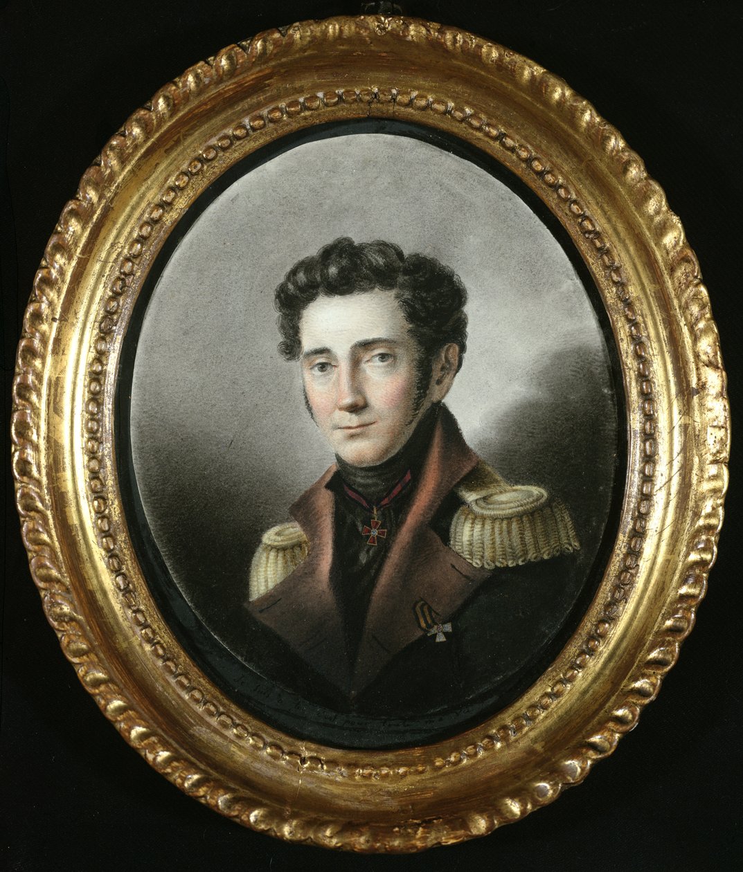 Bir Rus Subayının Portresi, 1818 (kağıt üzerinde wc) by Russian School