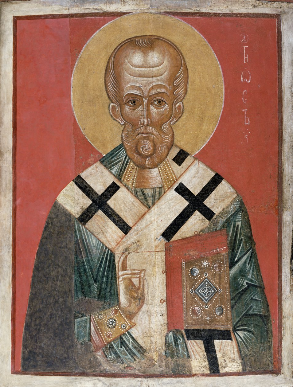 St. Nicholas, Novgorod okulu, c.1300 (geso üzerinde tempera) by Russian School