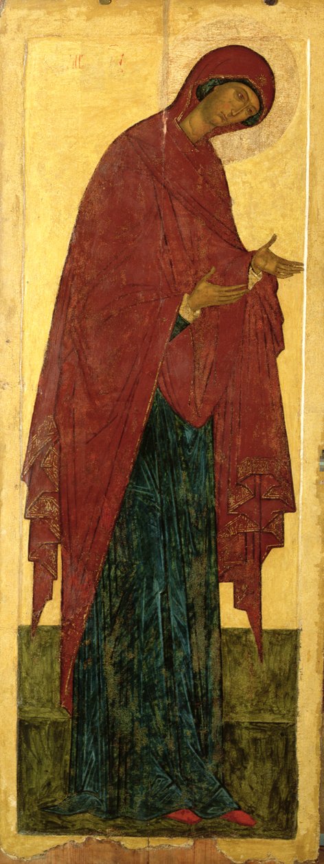 The Virgin (panelde tempera ve altın varak) by Russian School