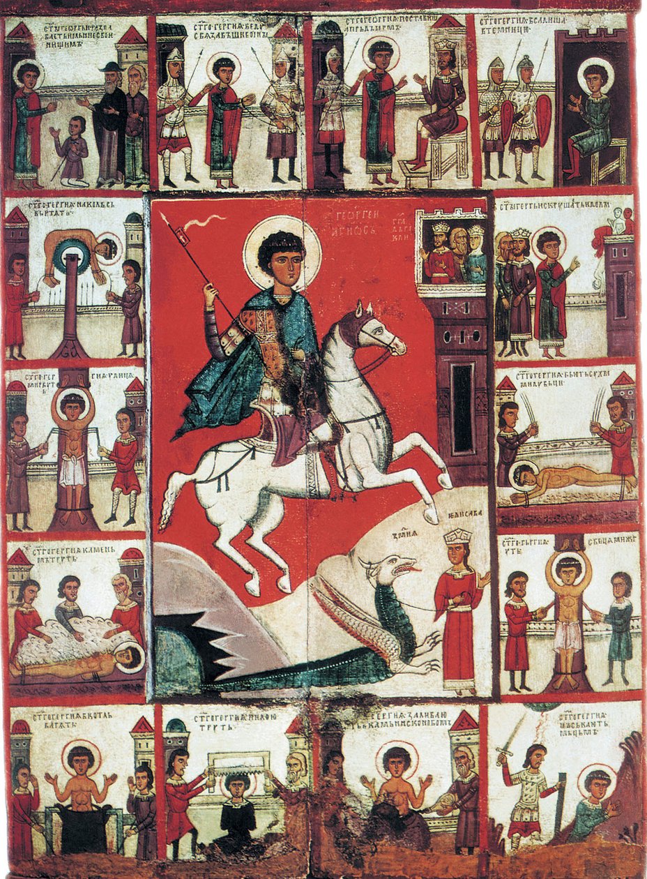Hayatından Sahnelerle Aziz George, 14. yüzyıl. by Russian icon.