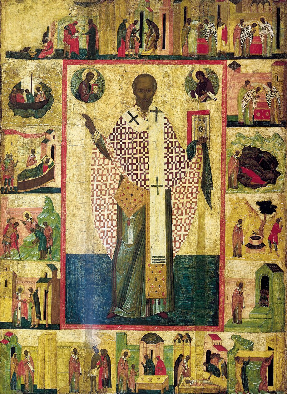 Hayatından Sahneler ile Zaraisk Aziz Nikolaos, 16. yüzyılın başlarında. by Russian icon.