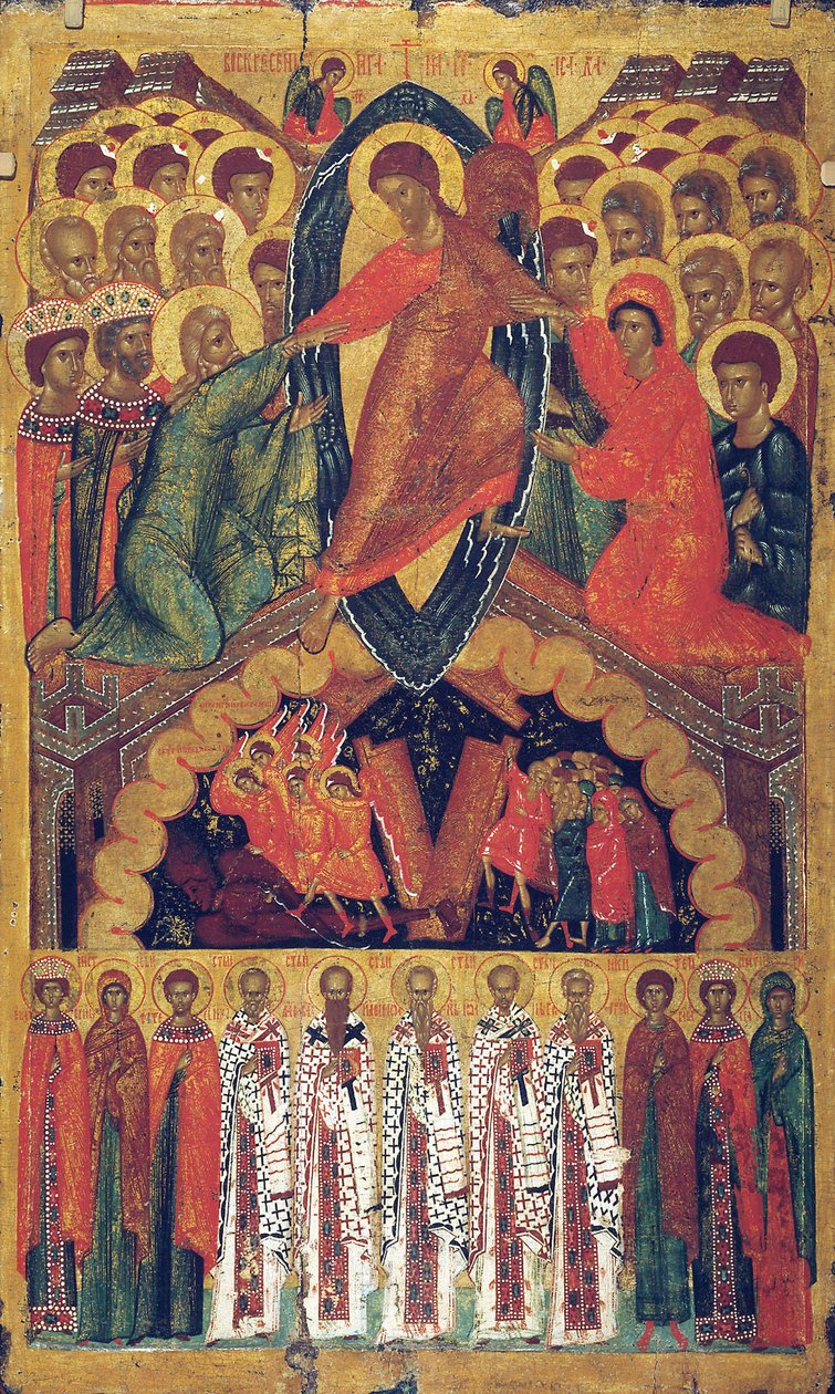 Seçilmiş Azizlerle Cehenneme İniş, 15. yüzyılın sonlarında. by Russian icon.