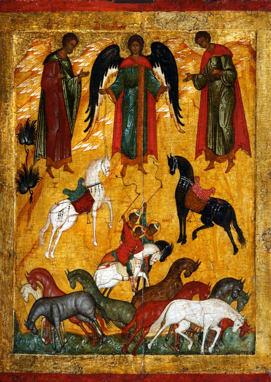 Florus ve Laurus Mucizesi, 16. yüzyılın başları. by Russian icon.