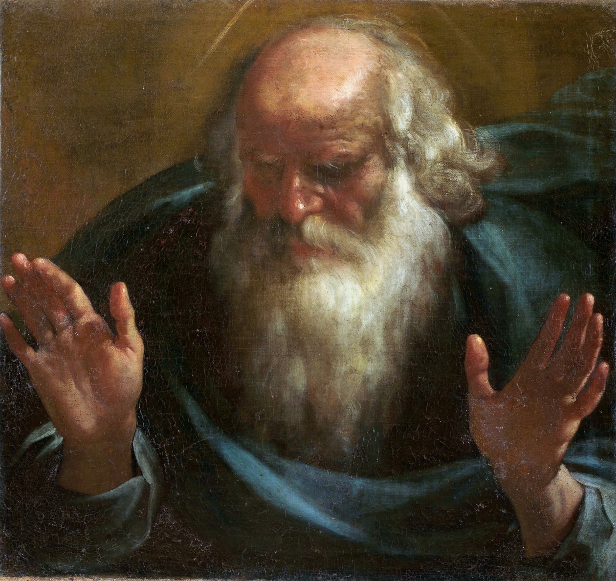 ""Dieu le pere"" (Tanrı Baba) Tablo Rutilio Manetti (1571-1639) 17. yüzyılın başları Tuval üzerine yağlı boya Sönük 60x63 cm Oratorio di San Bernardino e Museo Diocesano, Siena by Rutilio Manetti