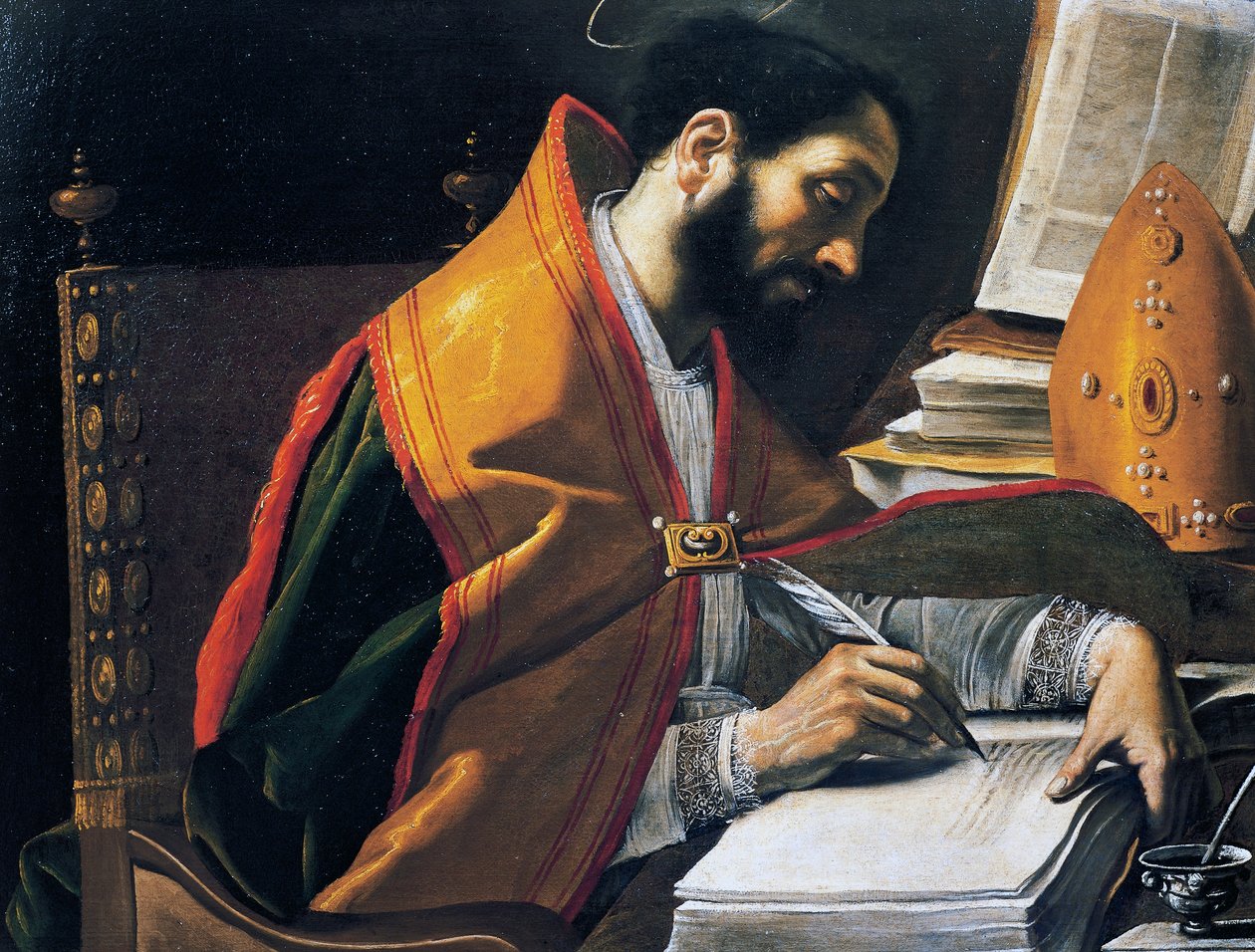 Saint Ambrose, Rutilio Manetti (1571-1639), tuval üzerine yağlı boya, 67x89 cm, İtalya by Rutilio Manetti