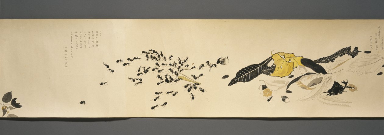 Yaban Hayatı Dostları (Yasei no Tomo), Taisho Dönemi, Taisho 7. Yıl, c.1918 (mika ile süslenmiş dokuma kağıt üzerine mürekkep ve klozet) by Ryoka Kawakami
