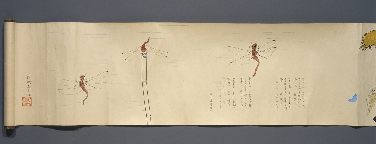 Wildlife Friends (Yasei no Tomo), Taisho tímabil, Taisho 7. ár, c.1918 (blek og wc á ofinn pappír skreytt með glimmeri) turki by Ryoka Kawakami