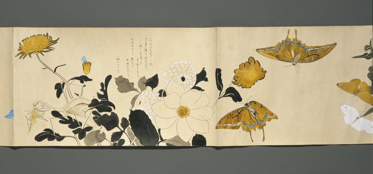Wildlife Friends (Yasei no Tomo), Taisho Period, Taisho 7th Year, c.1918 (ink & wc on wove paper decorated with mica) by Ryoka Kawakami