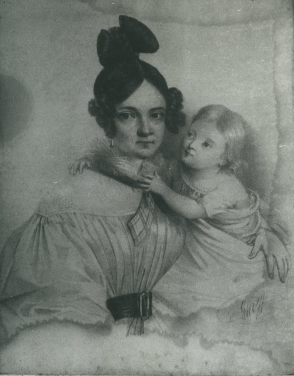 Amelia Załuska kızlık soyadı Ogiński (1805-1858) by Rys. C. Wolff