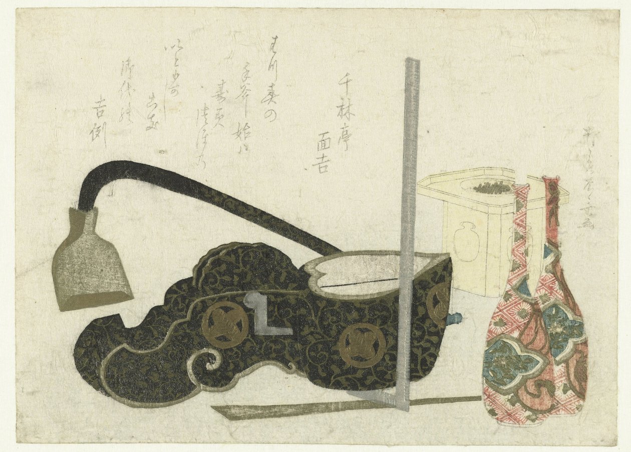Sake Şişeleri ve Marangoz Aletleri by Ryuryukyo Shinsai