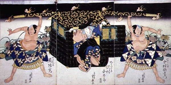 Bir kabuki oyununun 4. perdesinden bir sahne, 