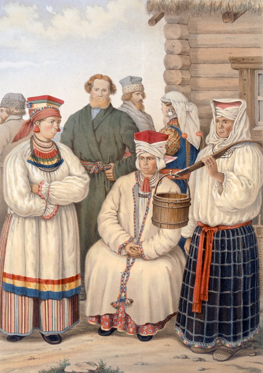 Önemli vatandaşlardan oluşan bir ailenin kış kostümü, Voronege Bölgesi, 1840