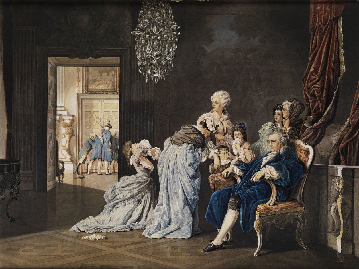 Fransız kraliyet ailesinin (Louis XVI ve Marie Antoinette) devrimciler içeri girmeden önce Louvre