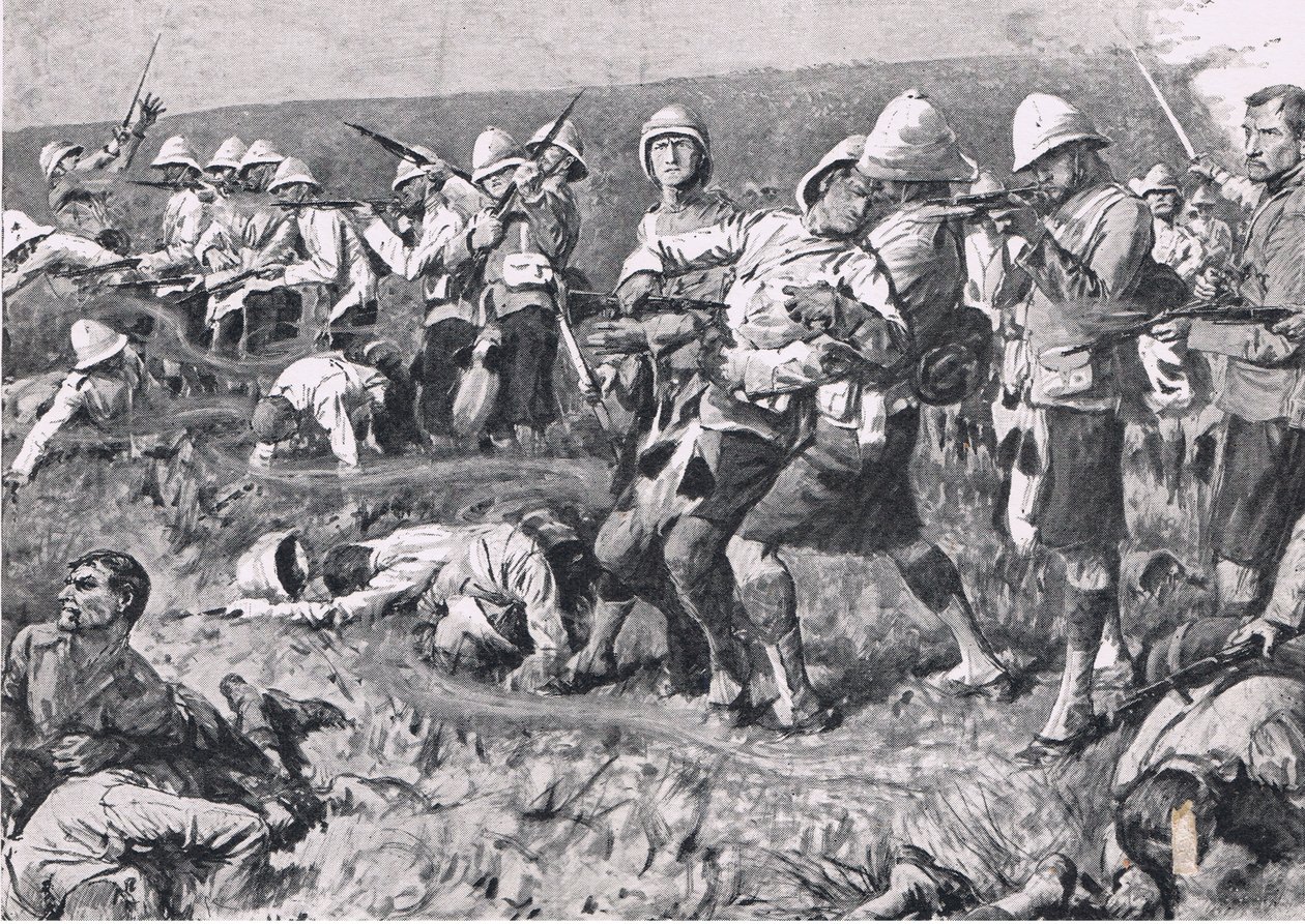 Majuba Tepesi, 27 Şubat 1881 (1. Boer Savaşı), İngiliz Kara ve Deniz Savaşlarından bir çizim, 1915 by S. Begg