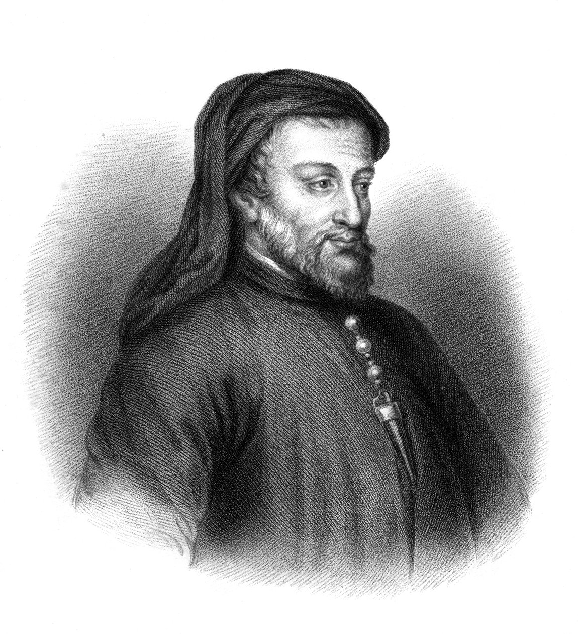 Geoffrey Chaucer, 14. yüzyıl İngiliz yazarı, şair, filozof, bürokrat ve diplomat. by S. Freeman