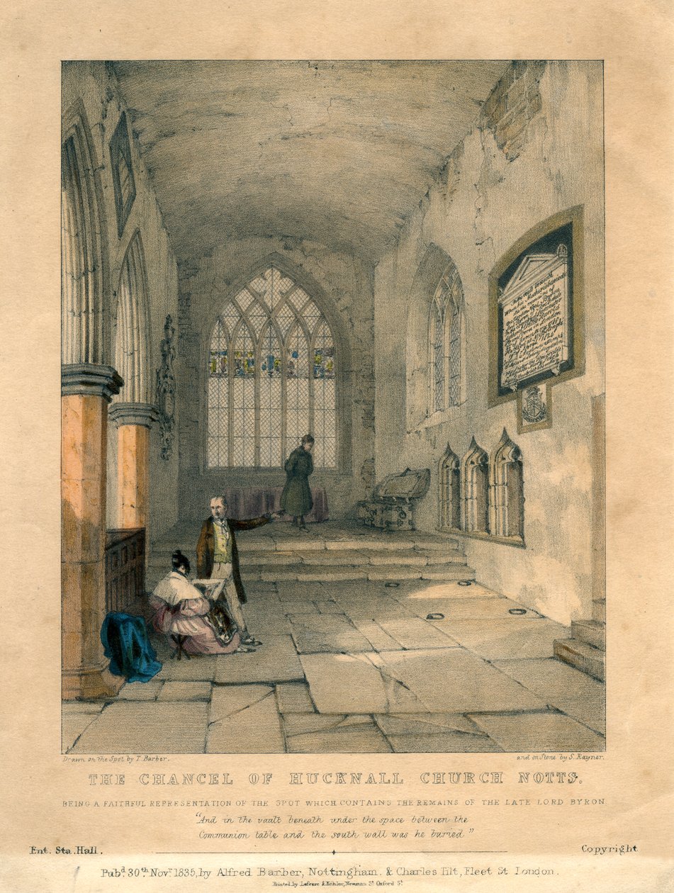 Hucknall Kilisesi, Nottinghamshire, 1835 by S Rayner