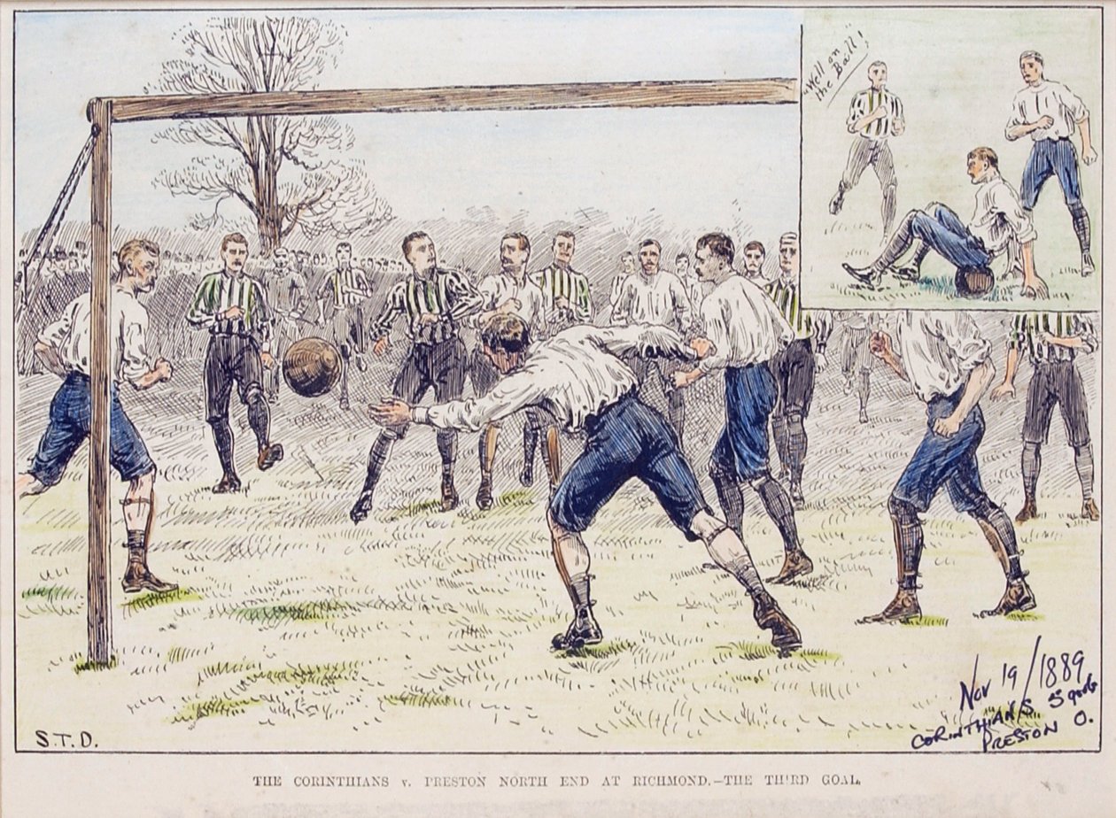 Corinthians, Richmond'da Preston North End'e Karşı - 'The Illustrated Sporting and Dramatic News'den Üçüncü Gol by S. T. Dadd