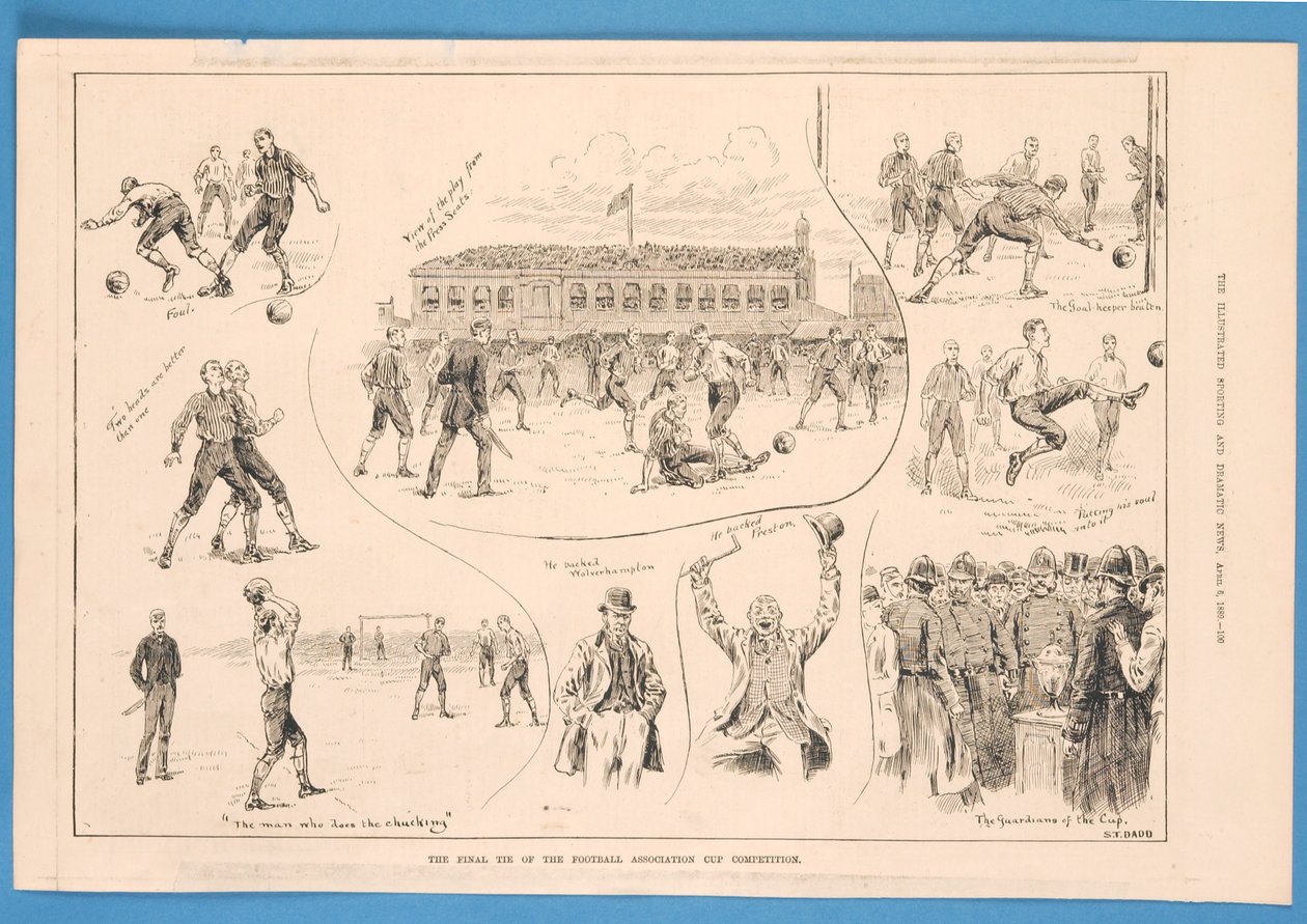 'The Illustrated Sporting and Dramatic News'ten Football Association Cup Müsabakasının Final Beraberliği, 6 Nisan 1889 (taşlı taş) by S. T. Dadd