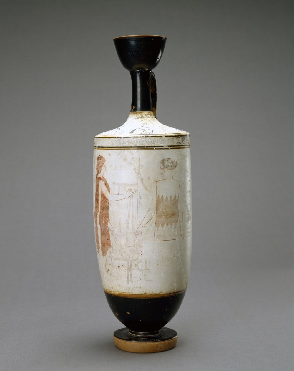 Beyaz Zemin Lekythos ve Genç Kadın Mezarda, MÖ 450-440 (pişmiş toprak beyaz zeminli) by Sabouroff Painter (attr. to)