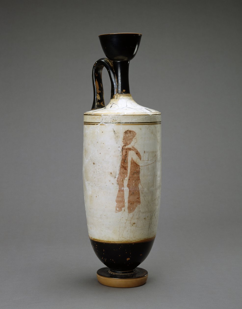 Beyaz Zemin Lekythos ve Genç Kadın Mezarda, MÖ 450-440 (pişmiş toprak beyaz zeminli) by Sabouroff Painter (attr. to)