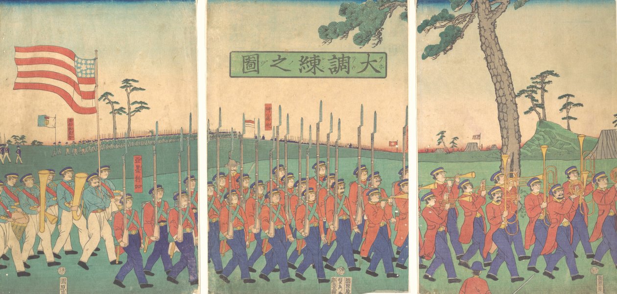Büyük Askeri Tatbikat, 1866 Keio 2, 2. ay. by Sadahide Utagawa