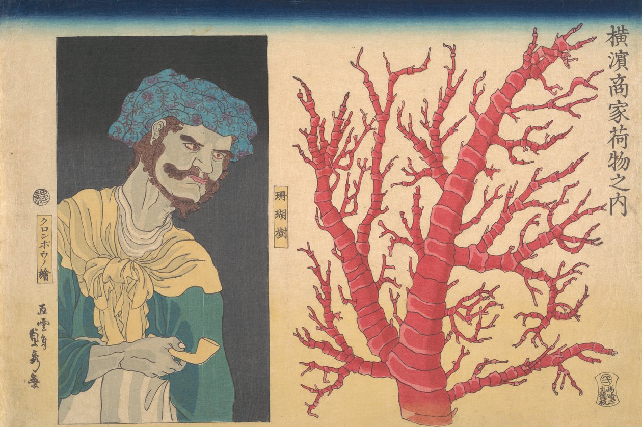 Mercan Çubuğu ve Güney Denizi Adalısının Portresi, 3. ay, 1860. by Sadahide Utagawa