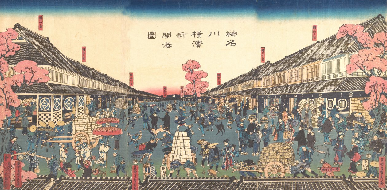 “Kanagawa Eyaletinde Yeni Açılan Yokohama Limanı”, 2. ay, 1860. by Sadahide Utagawa