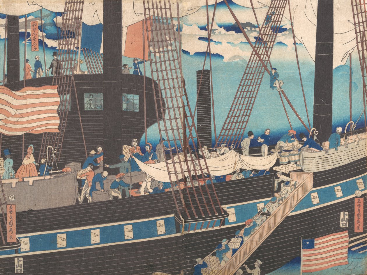 “Yokohama Ticareti: Batılılar Kargo Yüklüyor”, 4. ay, 1861. by Sadahide Utagawa