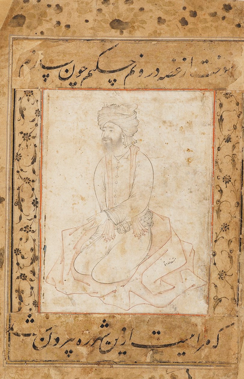 Paltosunun üzerine diz çökmüş derviş, 16. yüzyılın sonlarında - 17. yüzyılın başlarında by Sadiqi Beg