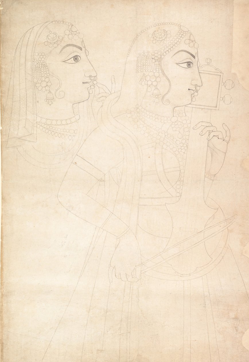 Şarkıcı ve Sarinda Oyuncusu, ca. 1800. by Sahib Ram