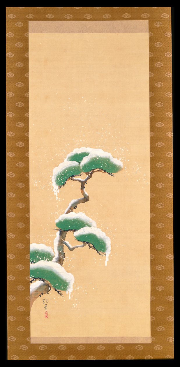 Hanging Scroll Depicting A Snow Clad Pine, from A Triptych of the Three Seasons, Japanese, early 19th century  by Sakai Hoitsu