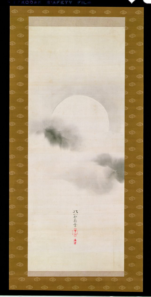 Üç Mevsim Üçlü Parçasından Karla Kaplı Bir Çamı Betimleyen Asma Parşömen, Japonca, 19. yüzyılın başları by Sakai Hoitsu