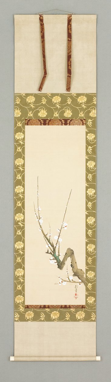 Triptik: Bambu, Çam ve Erik (ipek üzerine mürekkep ve renk) by Sakai Hoitsu
