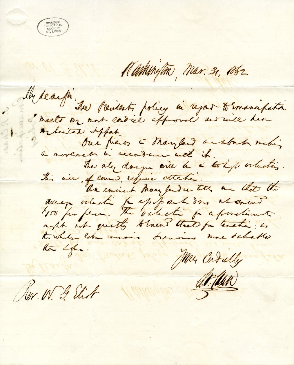 S.P. Chase, Washington, W.G. Eliot