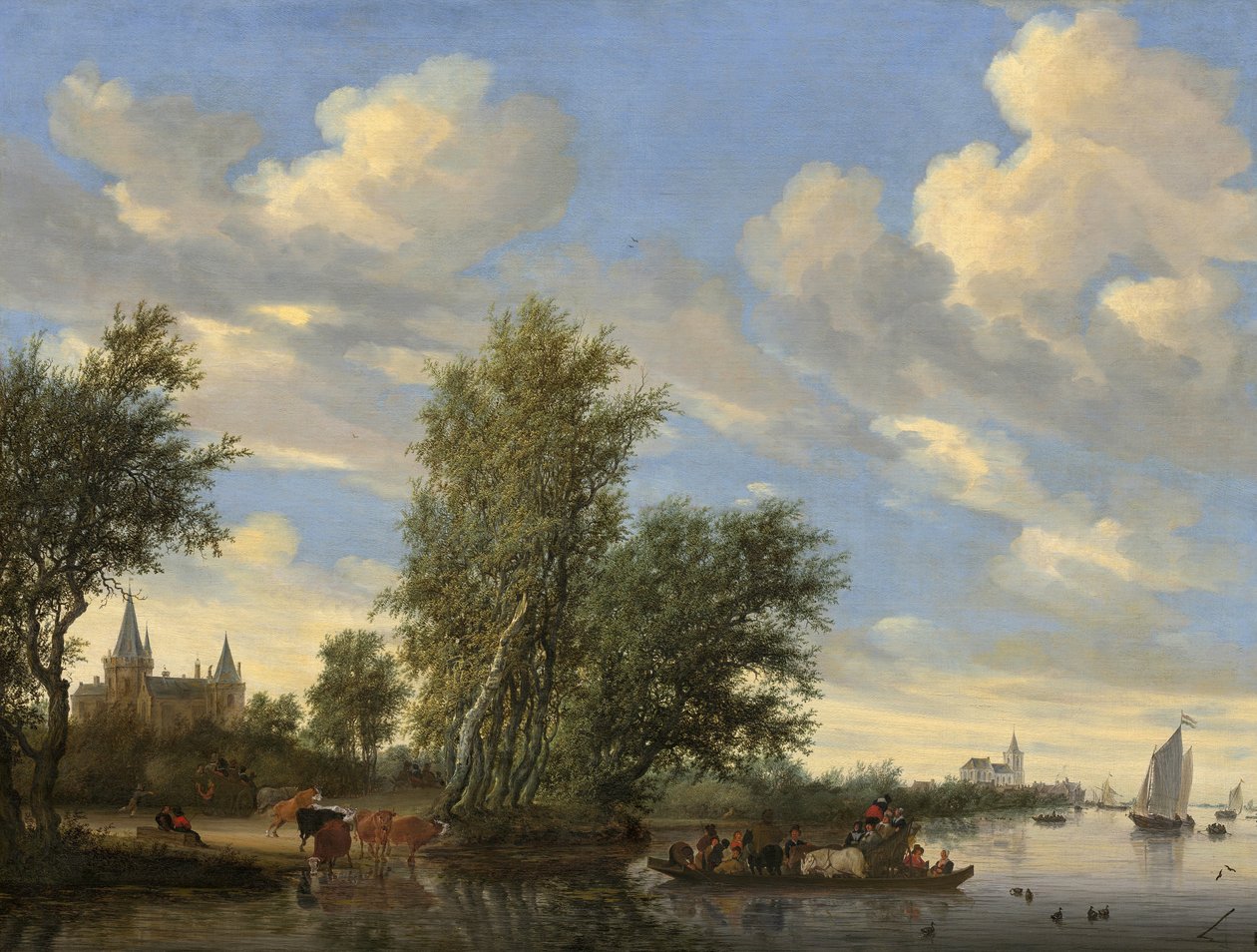 Feribot ile Nehir Manzarası by Salomon van Ruisdael or Ruysdael