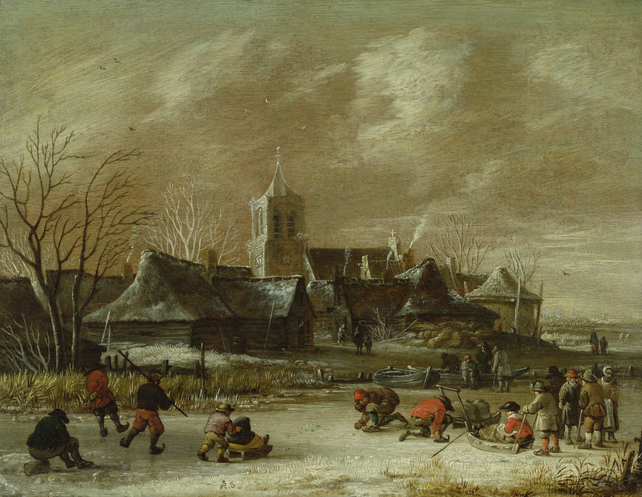Artistik buz pateni ile kışın kasaba by Salomon Rombouts