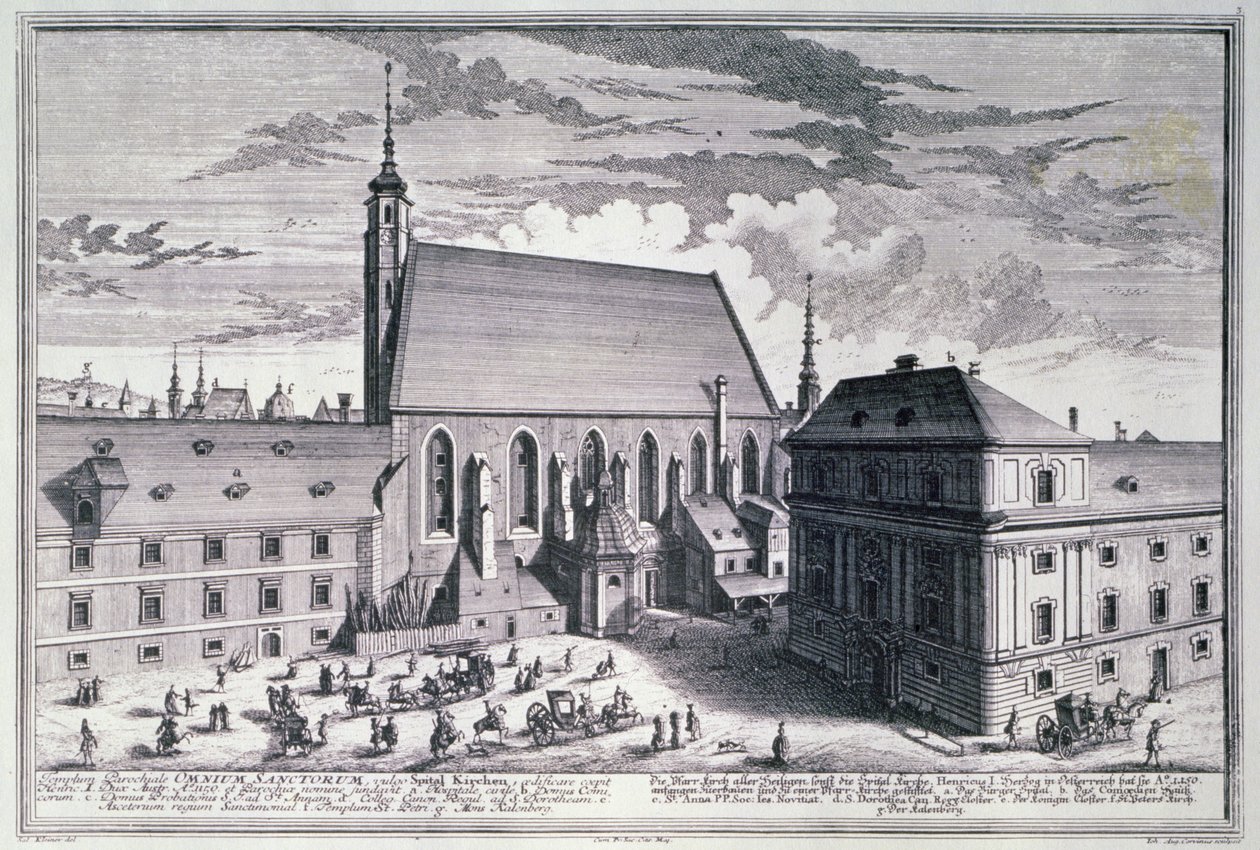 Johann-August Corvinus (1683-1738) tarafından oyulmuş All Saints Kilisesi, Viyana by Salomon after Kleiner