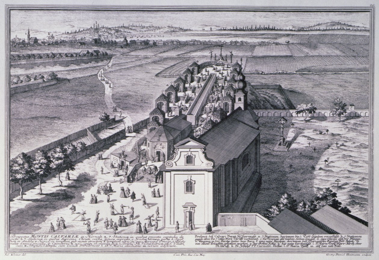 Georg-Daniel Heumann (1691-1759) tarafından oyulmuş Viyana yakınlarındaki Calvary Tepesi