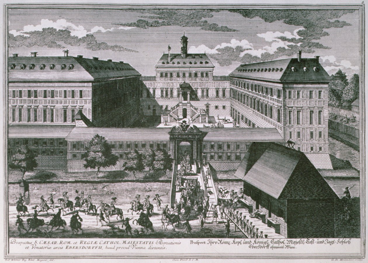 Georg-Daniel Heumann (1691-1759) tarafından oyulmuş Viyana yakınlarındaki Schloss Ebersdorff