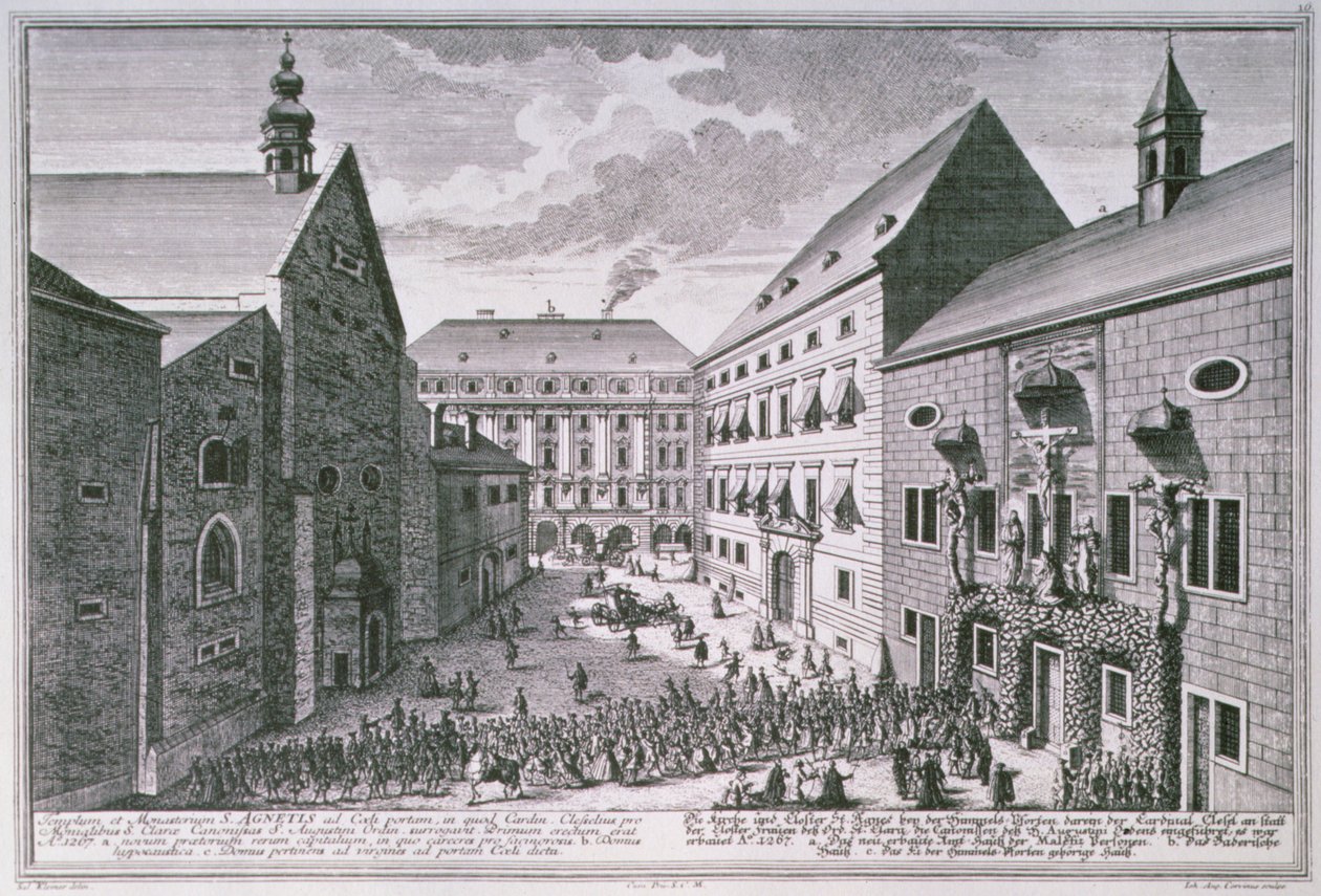Johann-August Corvinus (1683-1738) tarafından oyulmuş St. Agnes Kilisesi, Viyana by Salomon after Kleiner