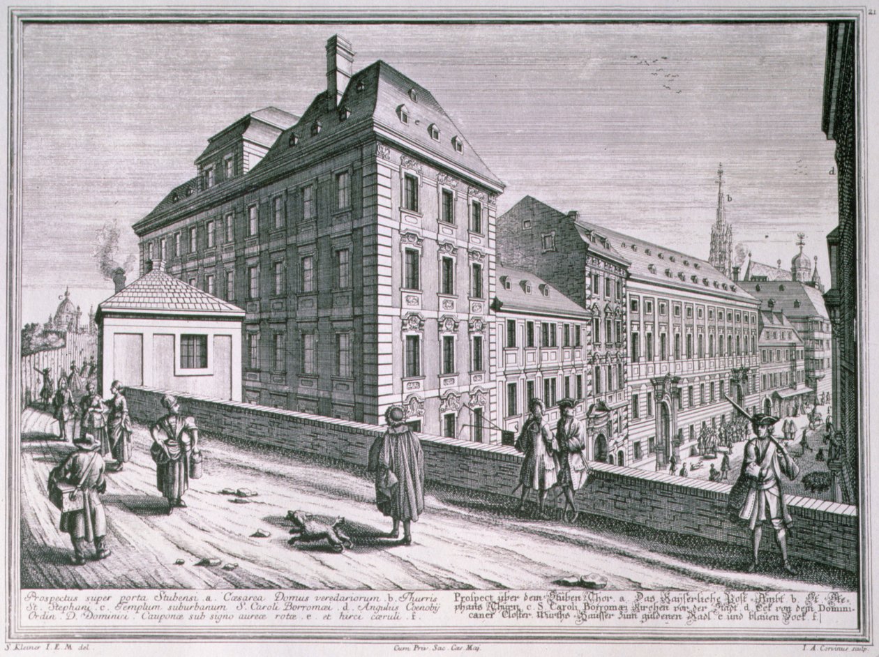 Johann-August Corvinus (1683-1738) tarafından oyulmuş Viyana, St. Stephens Katedrali çevresindeki alanın görünümü by Salomon after Kleiner