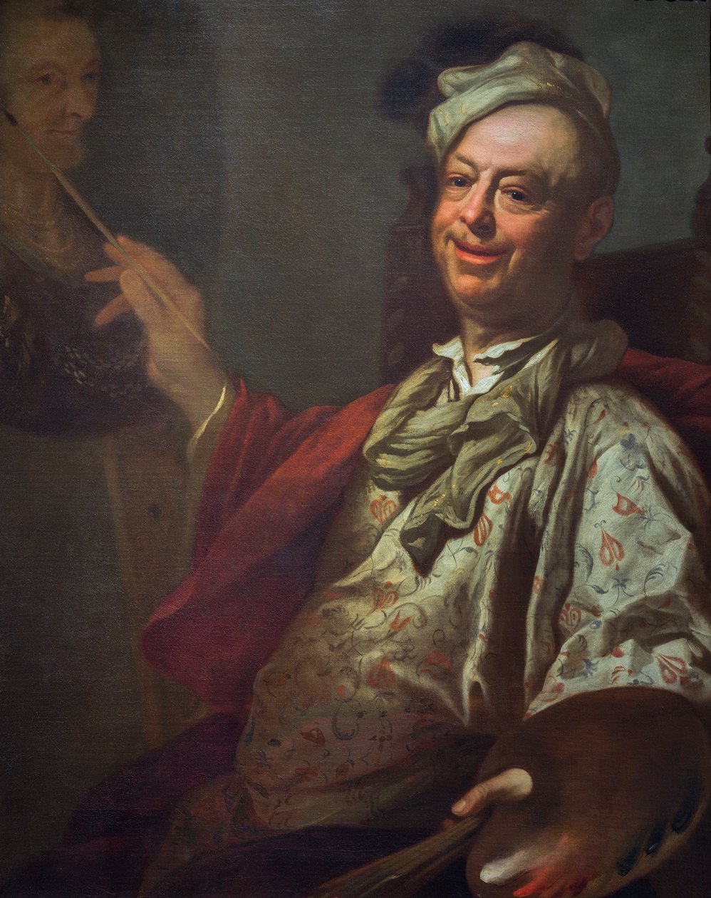 Sanatçının şövale başında otoportresi, c.1690 (tuval üzerine yağlı boya) by Salomon Adler